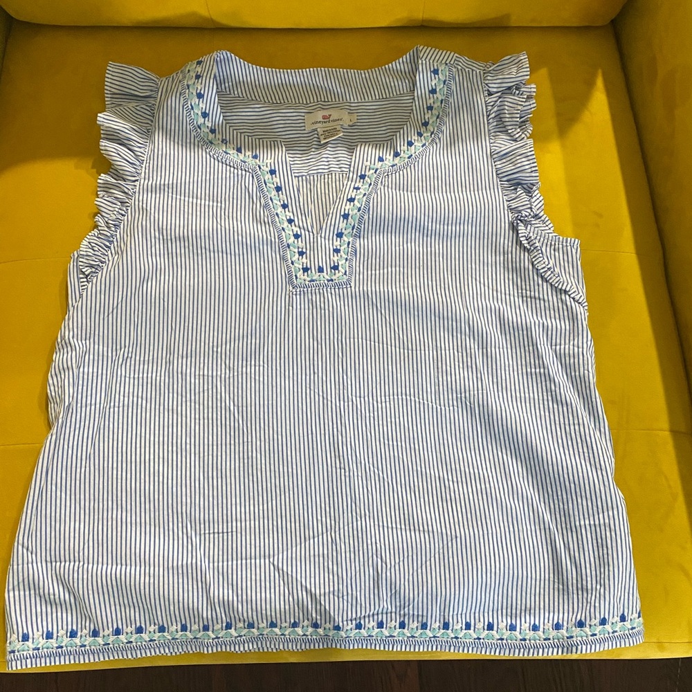 Vineyard Vines striped blouse with embroidery